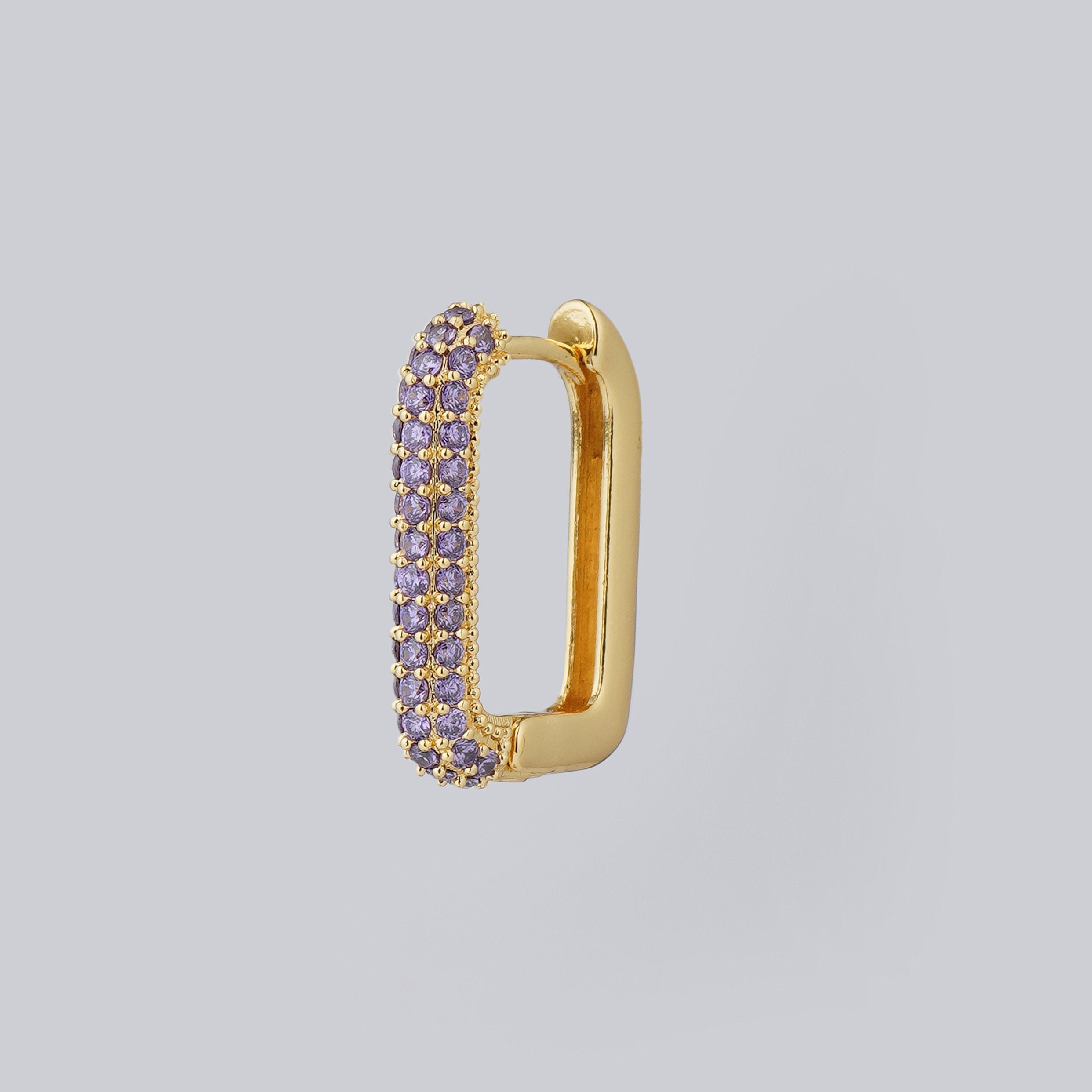 Gold Earring with Purple Stones