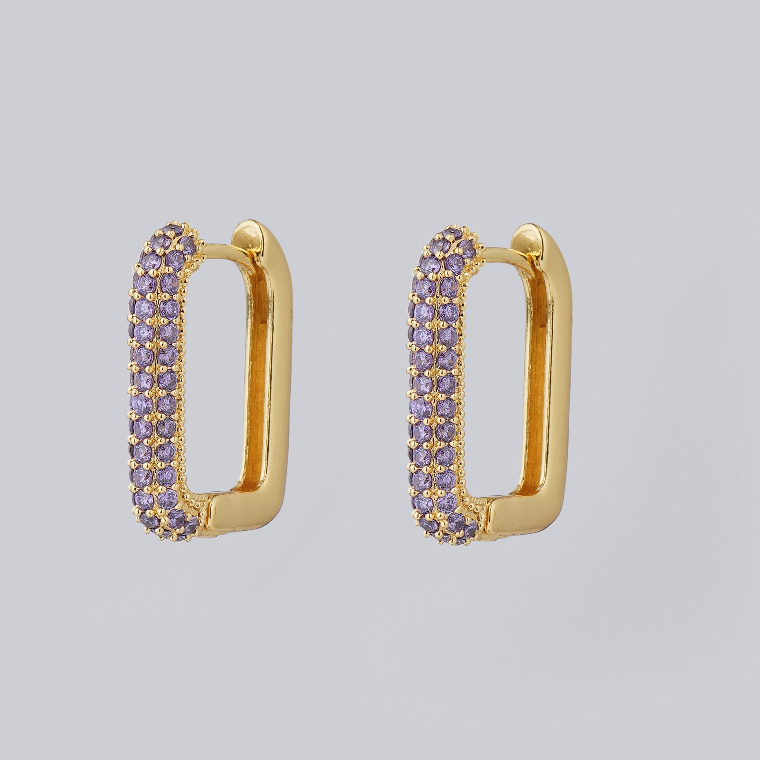 Gold Earring with Purple Stones