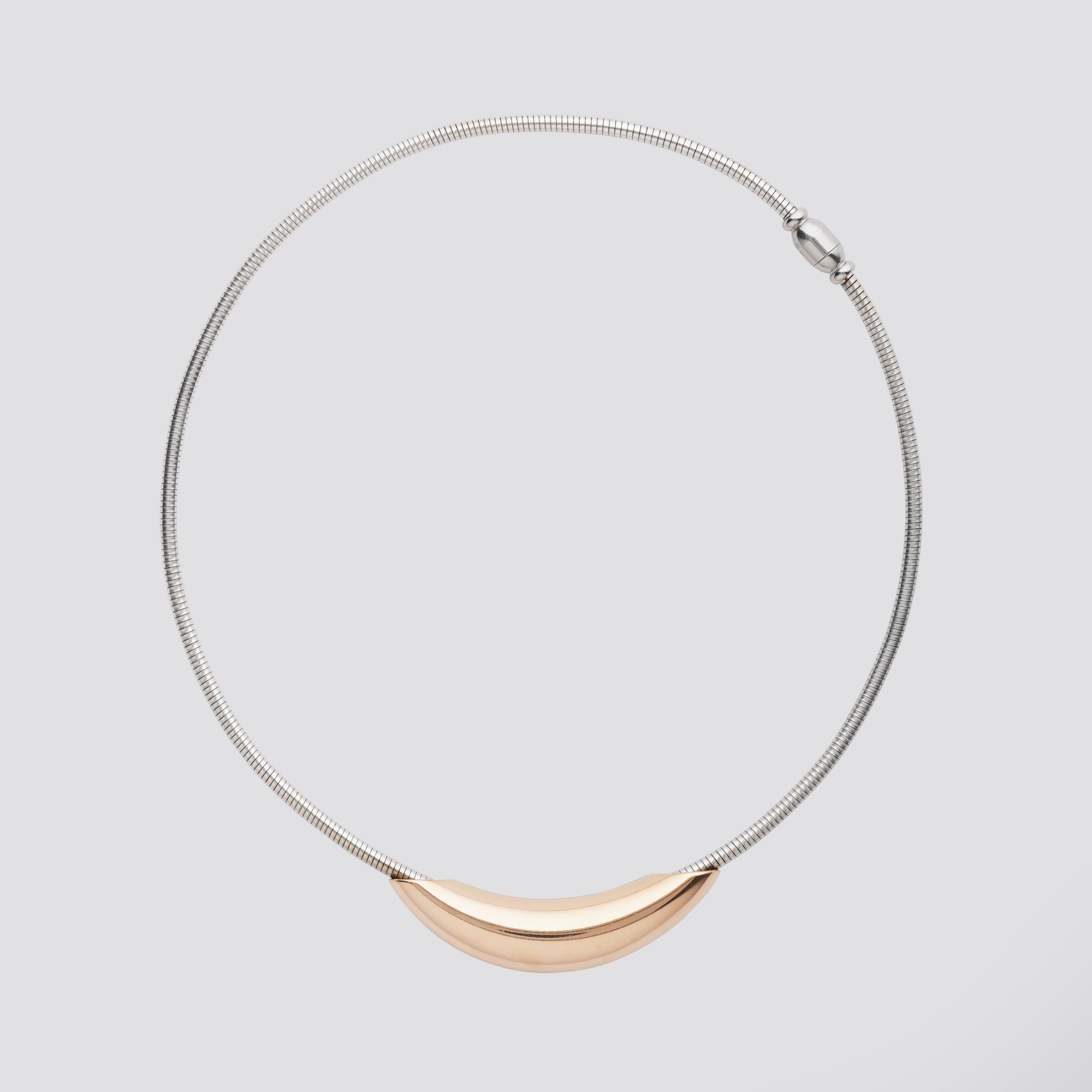 Silver Necklace With Curved Design