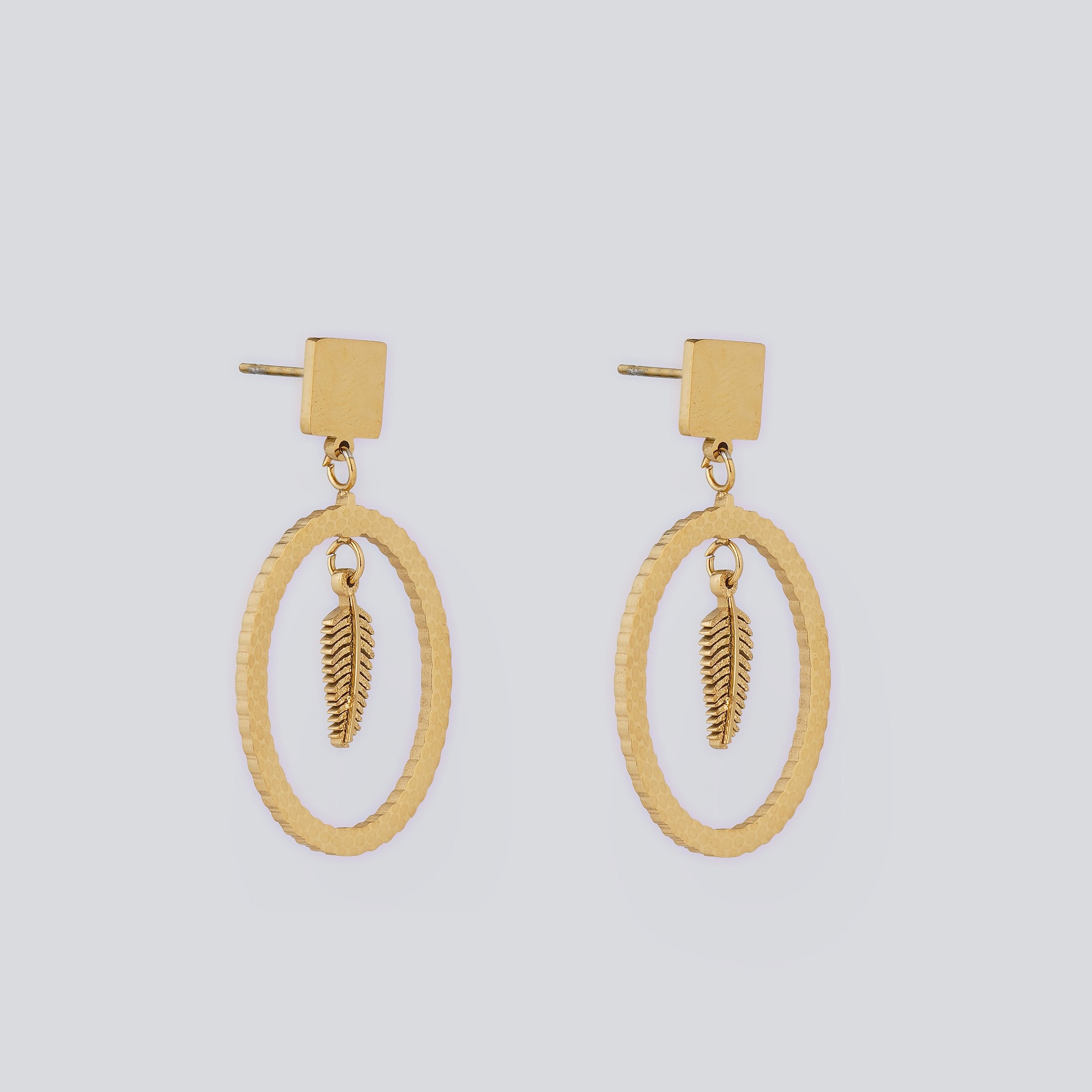 Gold leaf Earring on a gold-tone hoop